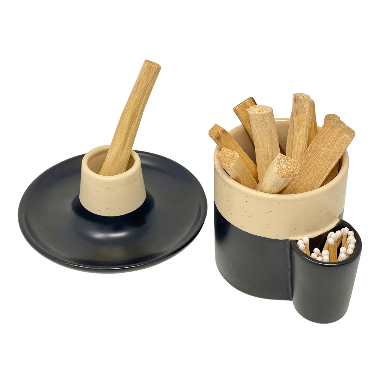 Ceramic Smudge Holder • Black & Tan