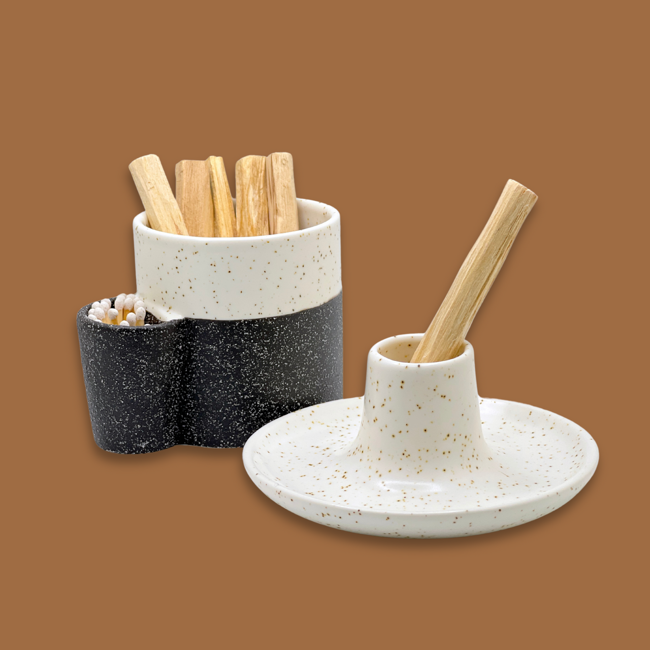 Ceramic Smudge Holder • Sand Black