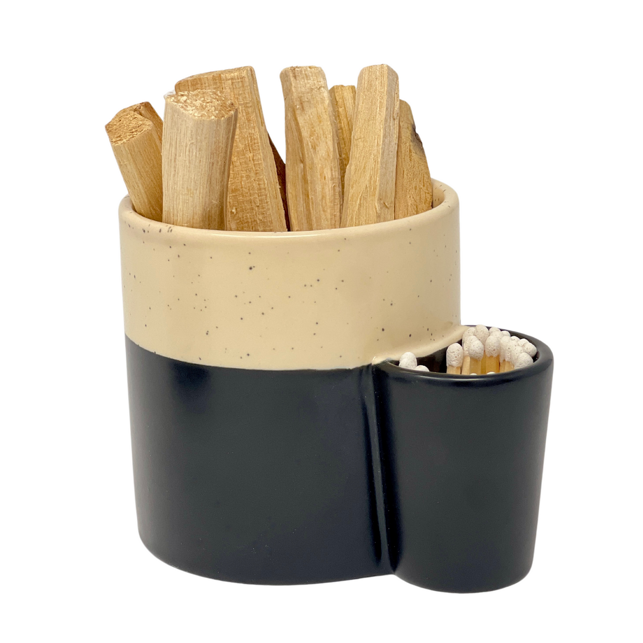 Ceramic Smudge Holder • Black & Tan