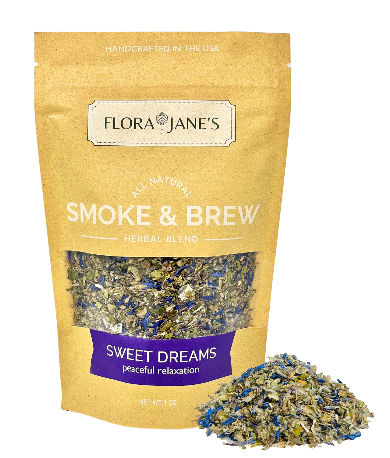 All natural herbal blend for tobacco alternative. Can be used as herbal tea, or smoked.