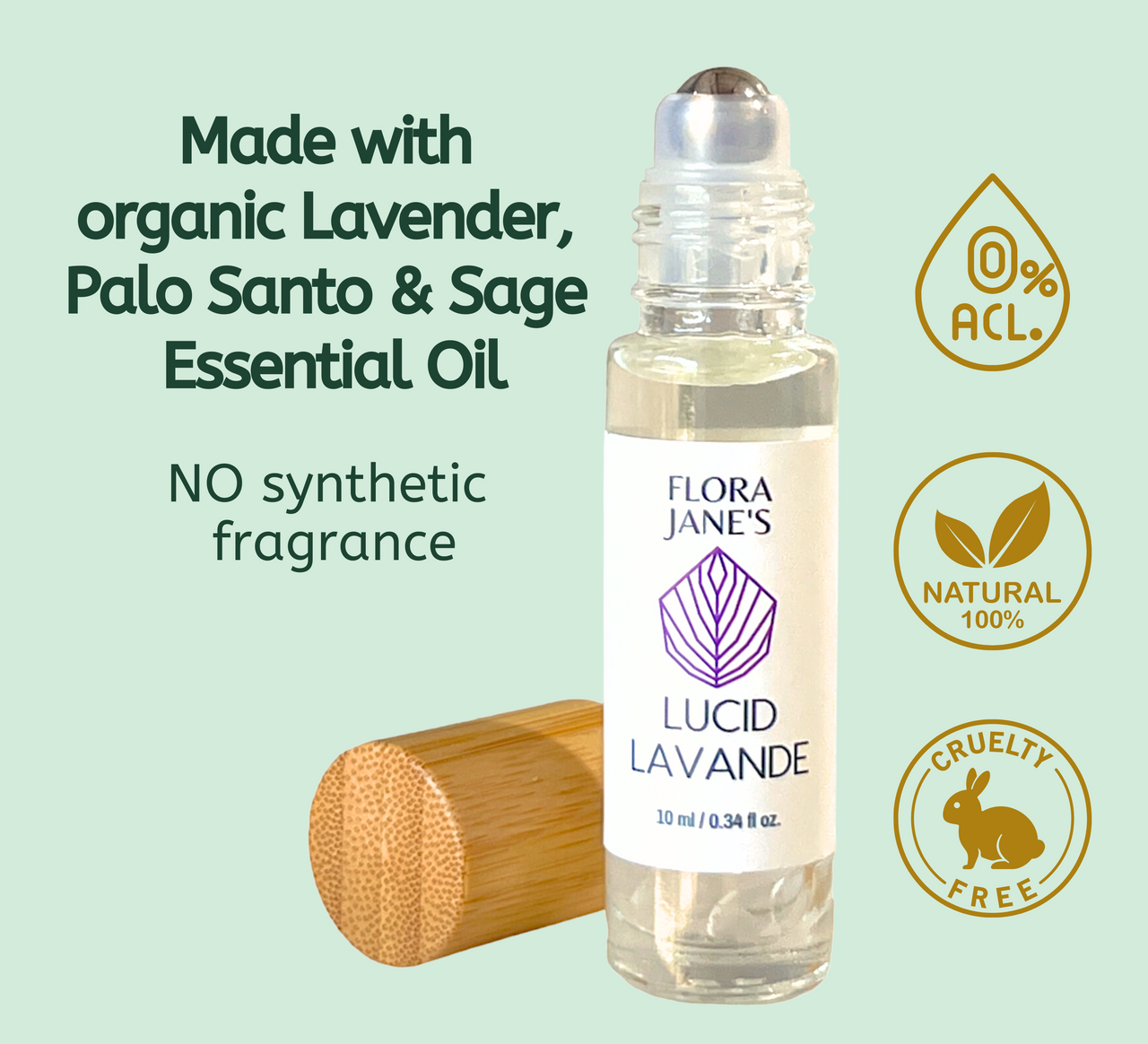 Lucid Lavande Essential Oil Roll On - Lavender, Palo Santo & White Sage